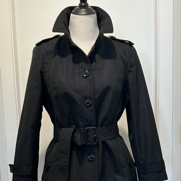 NWOT Burberry LTD Trench Coat Jacket Navy Sz 10 EU44 Ruffle HemOpera Sleeve